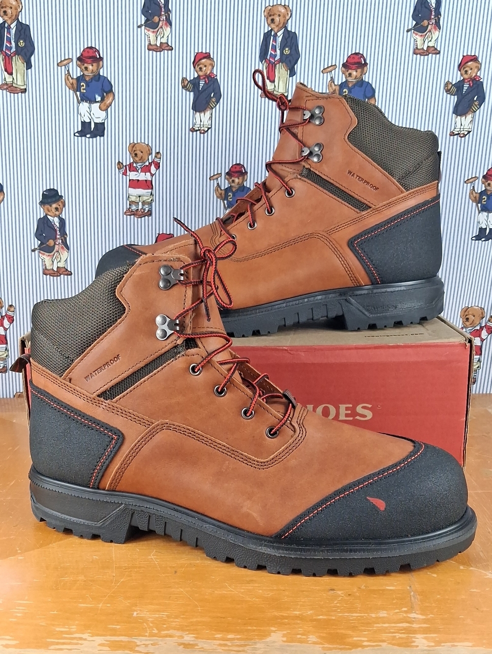 New Red Wing Shoes Waterproof  Composite Safety Toe Brown Leather Work Boots 13